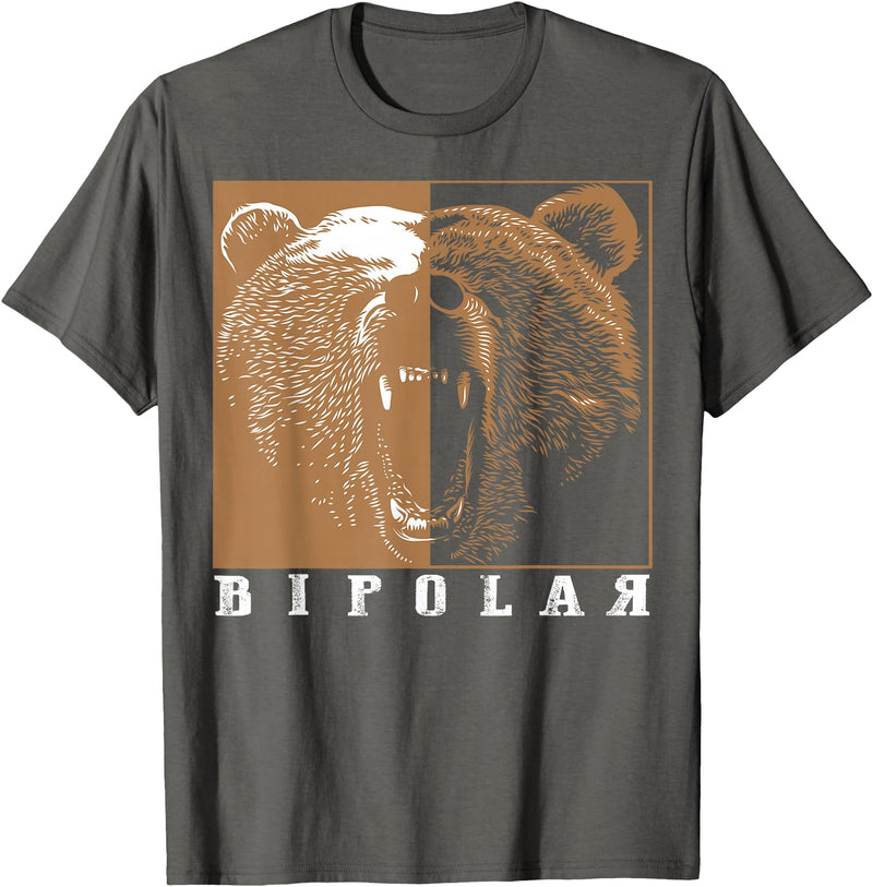 Cool I Love Polar Bears With Bipolar Designs Bipolar Cute Mental Disorder Polar Bear Gift T-Shirt - Asphalt Grey