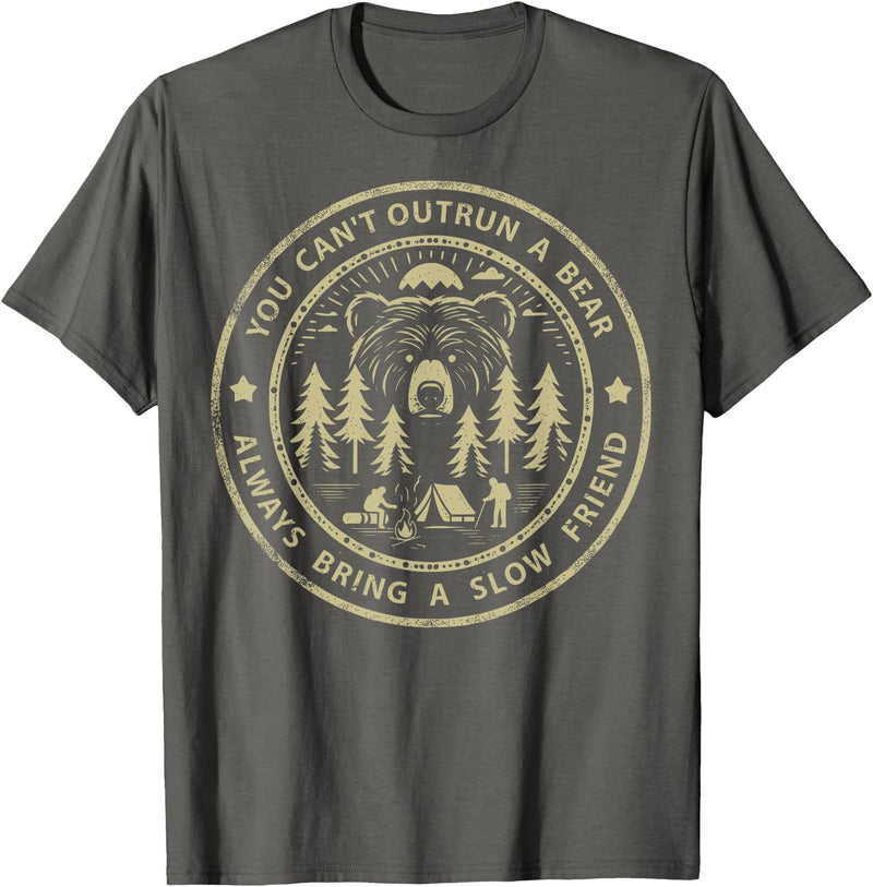 Funny Jokes And Cute Pun Designs You Can't Outrun A Bear T-Shirt - Asphalt Grey