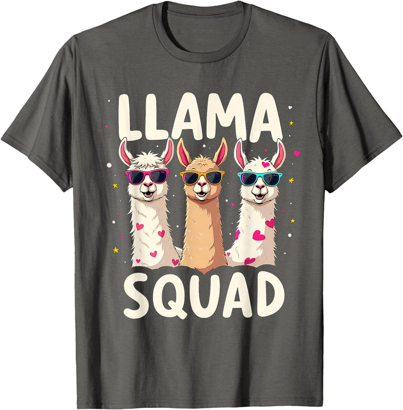 Funny Llama Alpaca Animal Lover Gifts Clothing Llama Squad T-Shirt - Asphalt Grey