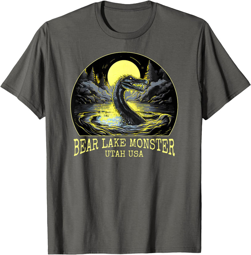 FunWearVm The Bear Lake Monster Cryptid Utah USA Cryptozoology T-Shirt - Asphalt Grey