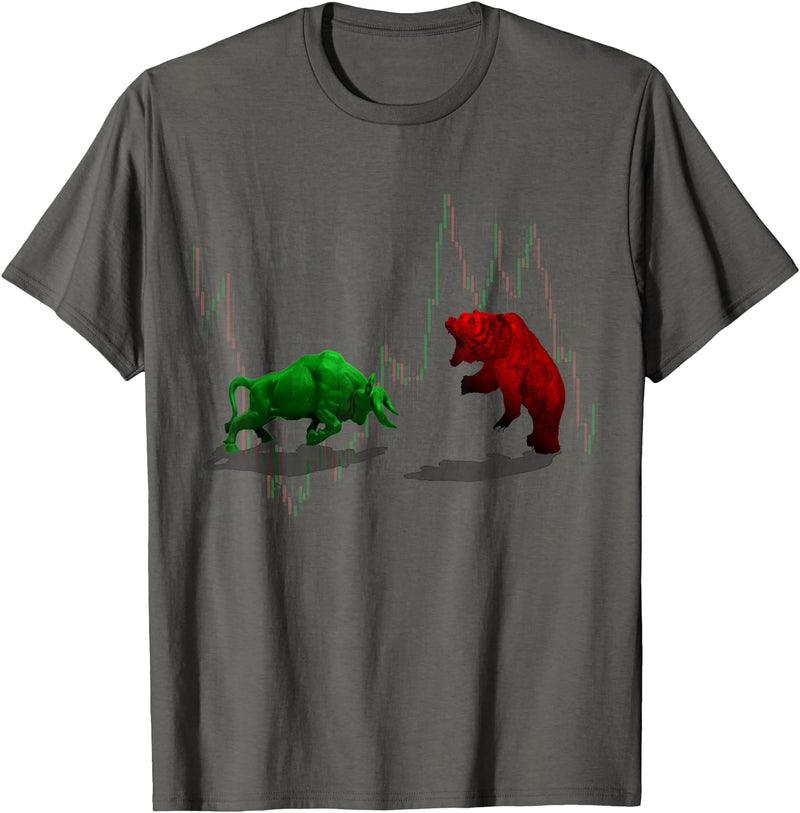Stock Market Bulls vs Bears Graphic T-Shirt - Asphalt Grey