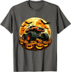 Halloween Monster Truck Designs Monster Truck Halloween Jack O Lantern Moon Pumpkin T-Shirt - Asphalt Grey
