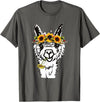 Funny Llama Alpaca Animal Lover Women's Floral Llama Alpaca Funny Graphics T-Shirt - Asphalt Grey
