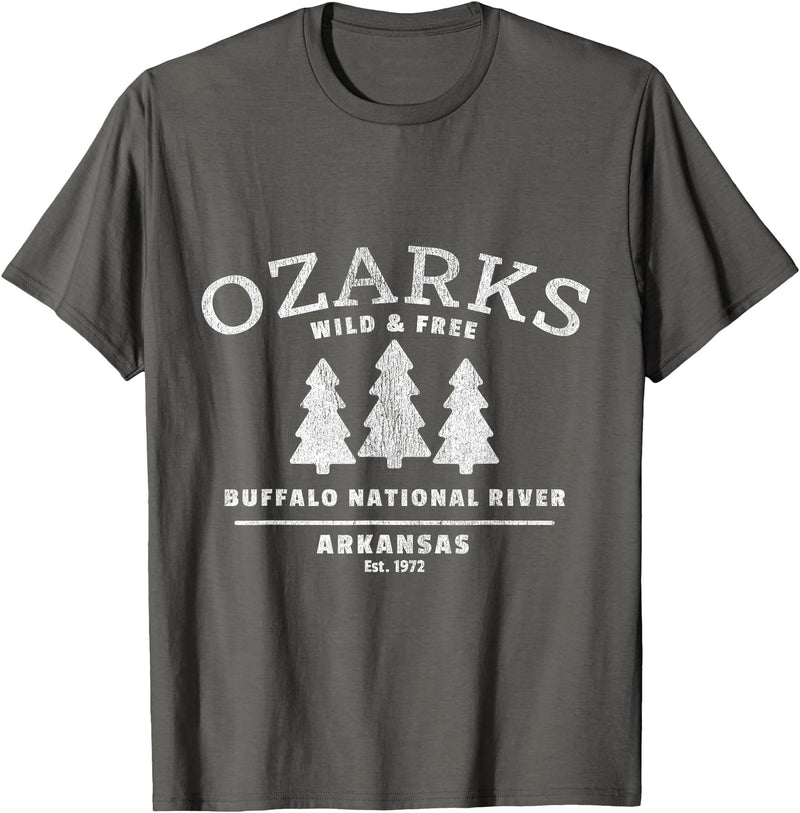 Arkansas Wilderness Designs and Gifts Buffalo National River - Arkansas - Ozark Mountains T-Shirt - Asphalt Grey
