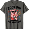 Musical Pig Tribe Collective for Rock Enthusiasts Rock On Pig Never Die Music Lovers Funny Concert Vibe T-Shirt - Asphalt Grey