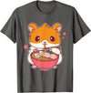 Cute Hamster Eating Ramen Hamster Lovers T-Shirt - Asphalt Grey