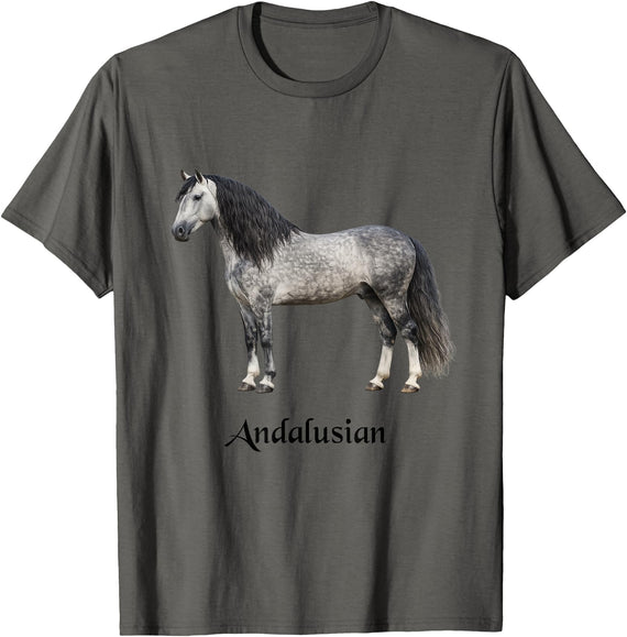 Horse Breed Designs Andalusian Horse Breed Beautiful Equestrian T-Shirt - Asphalt Grey