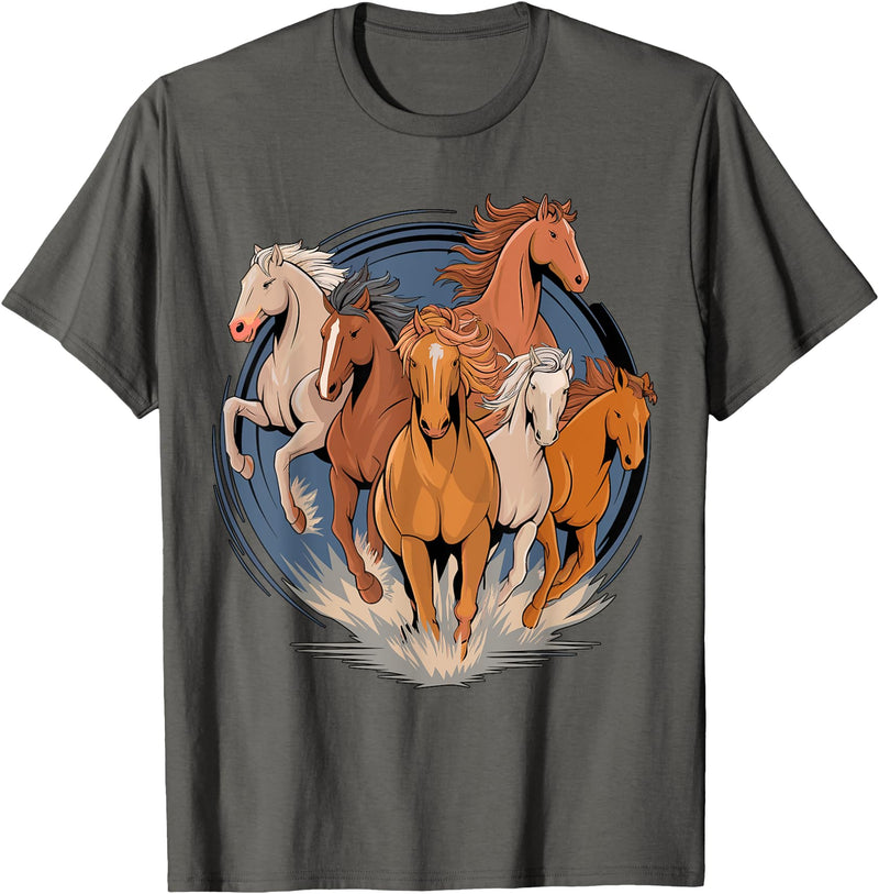 Magical and Funny Horse lover Gifts Unisex-Child Classic Fit Black Cartoon Animal-Print T-Shirt - Asphalt Grey