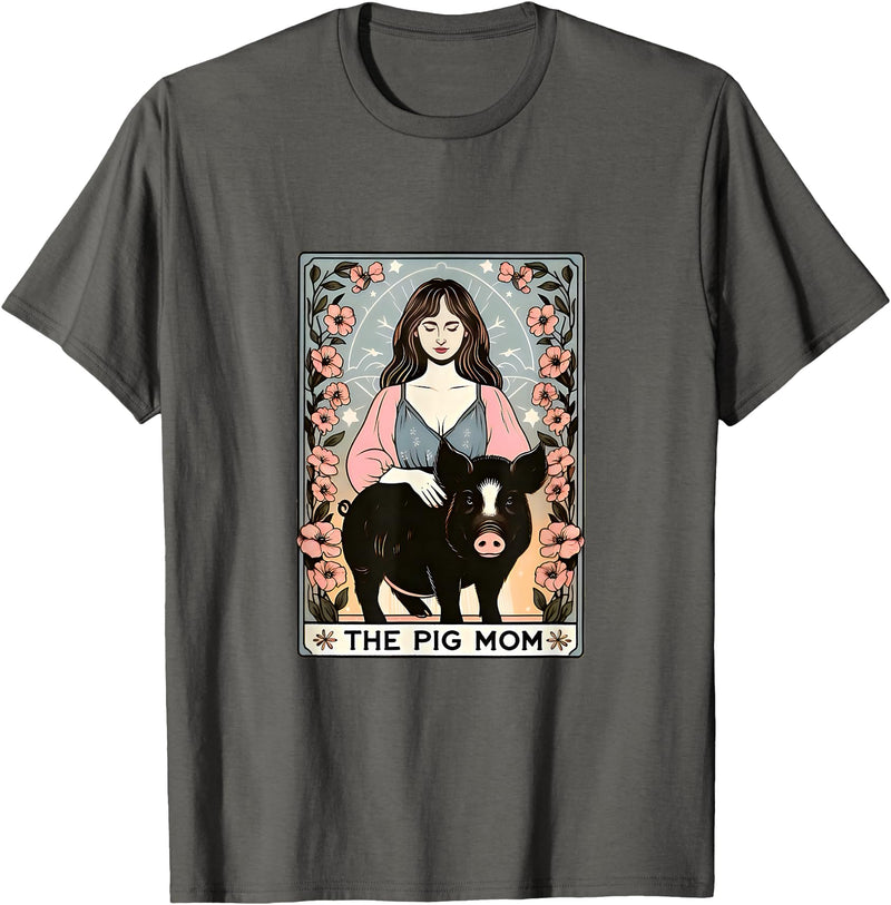 Board, Barrel and Home Pig mom mini pig potbelly pig tarot farm T-Shirt - Asphalt Grey