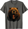 Forest Animal Art Bear Portrait Art Work Wildlife Animal Lovers Forest Motif T-Shirt - Asphalt Grey