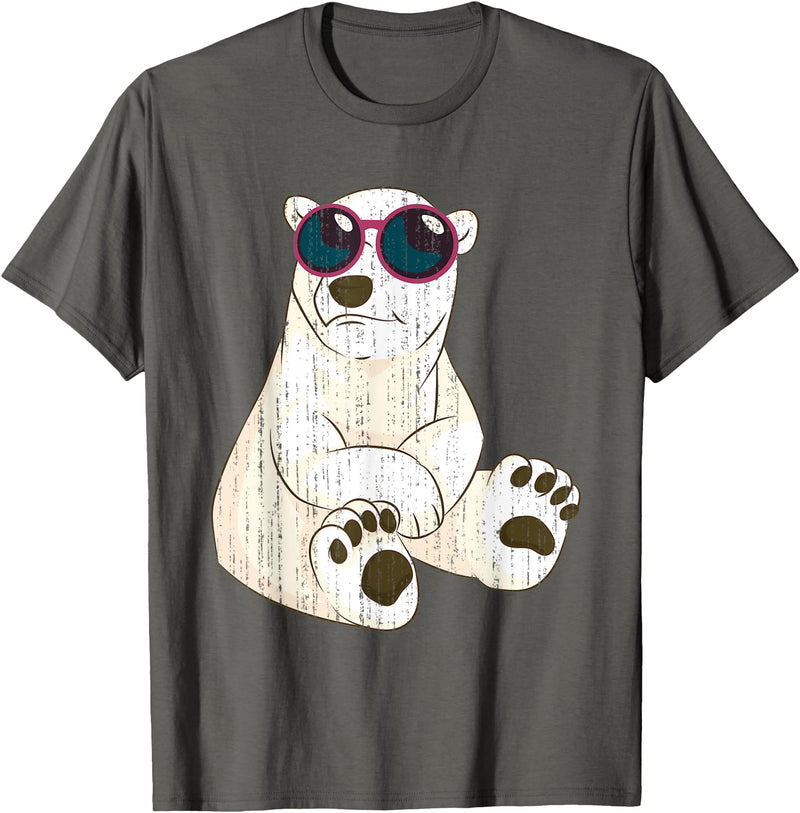 Arctic Animal Polar Bear Gifts Funny Sunglasses Cool Animal Arctic Polar Bear T-Shirt - Asphalt Grey