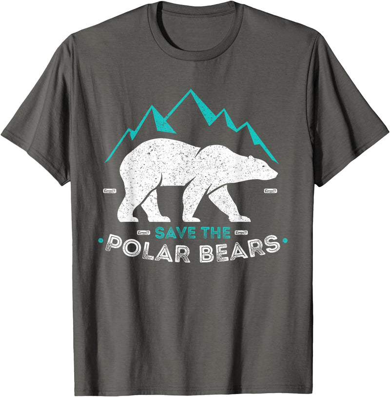 Polar Bear T-Shirt Gifts Save Polar Bears Shirt Animal Vintage Retro Gift Tee T-Shirt - Asphalt Grey