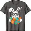 Bunny Face with Sunglasses Eggs Cool Rabbit Boys T-Shirt in Asphalt Grey
