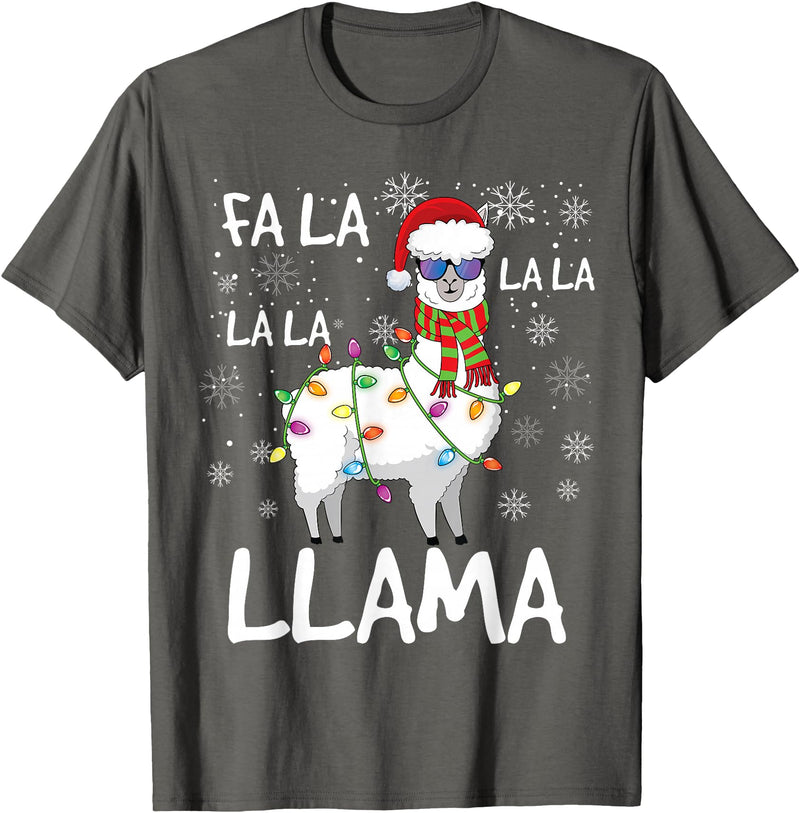 Funny Christmas Llama Shirts Fa La La Llama Shirt Men Women Funny Llama Christmas T-Shirt - Asphalt Grey