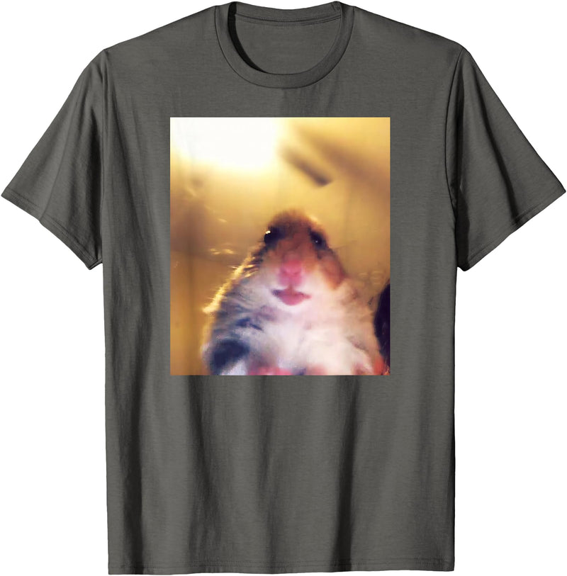 Staring Hamster Meme Front Camera T-Shirt - Asphalt Grey