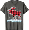 Moose Buffalo Lover Gift Co. Moose Red Buffalo Plaid Matching Pajama Family T-Shirt - Asphalt Grey