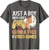 Funny Guinea Pig Gifts For Women Men Kids by DMTRY Just A Boy Who Loves Guinea Pigs and Video Games T-Shirt - Asphalt Grey