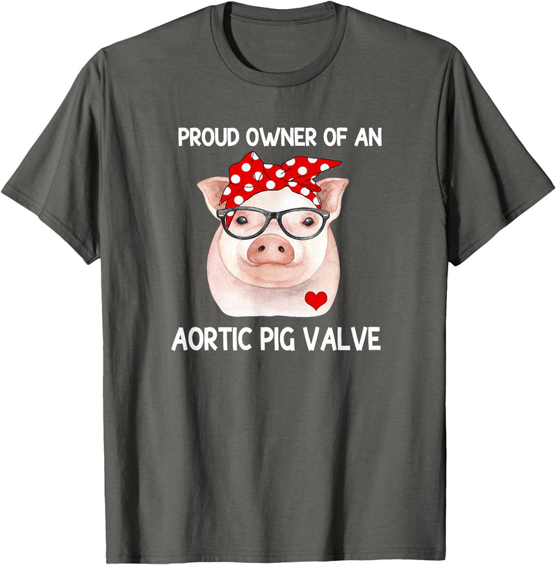 Awareness Shirts By HustlaGirl Proud Owner Of An Aortic Pig Valve Heart Disease Awareness T-Shirt - Asphalt Grey