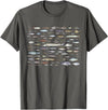 100 Types Of Fish Species Tee 100 Types of Freshwater Fish Species Fishing T-Shirt - Asphalt Grey