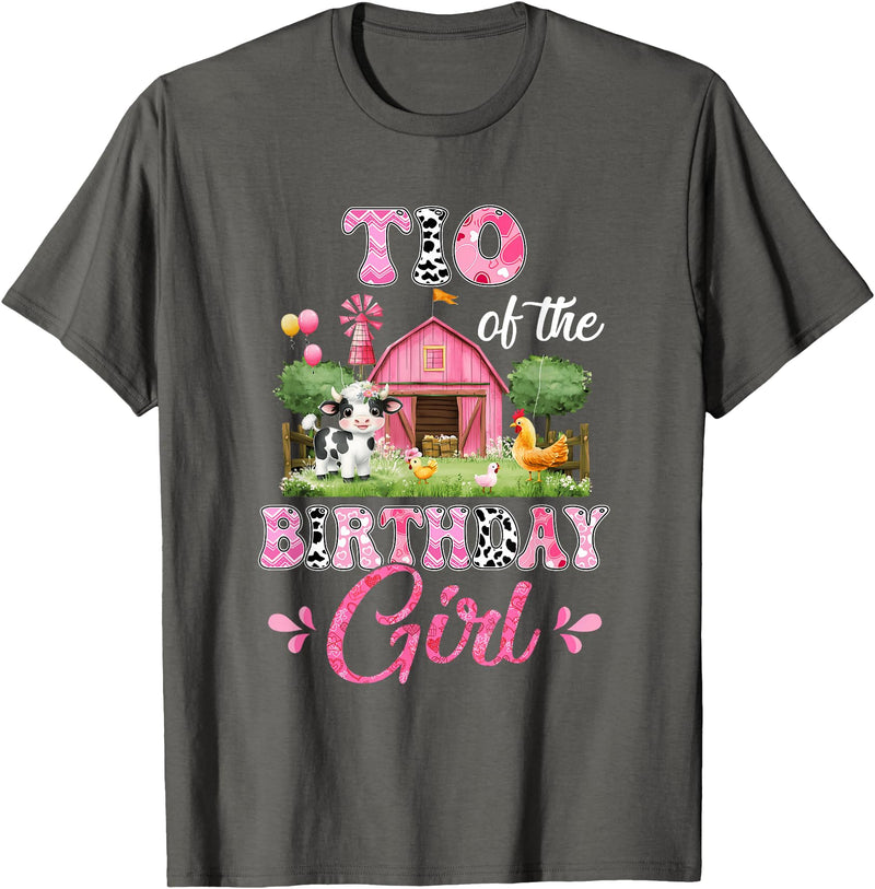 Cow First Birthday Girl Family Tio Of The Birthday Girl 1st Birthday Cow Farm Family T-Shirt - Asphalt Grey