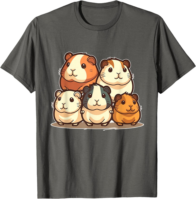 Best & Fun Guinea PIg Designs Cute, Kawaii Guinea Pig Family T-Shirt - Asphalt Grey