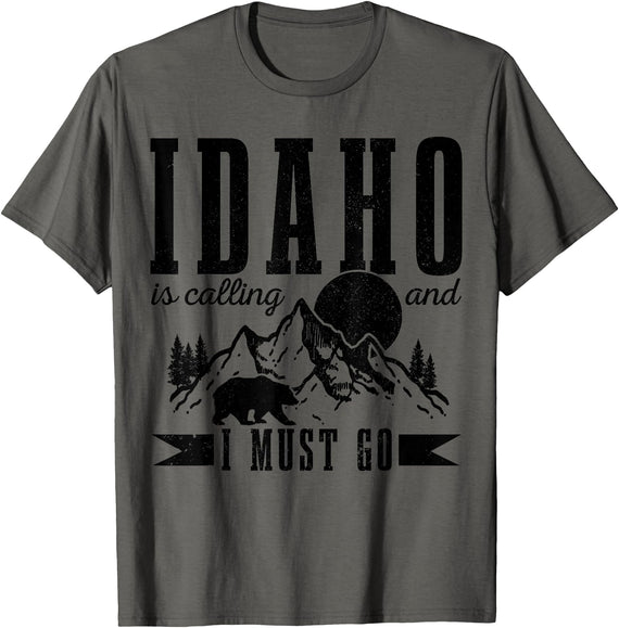 Idaho Is Calling And I Must Go! Idaho Is Calling & I Must Go Bear Mountains Vintage Gift T-Shirt - Asphalt Grey