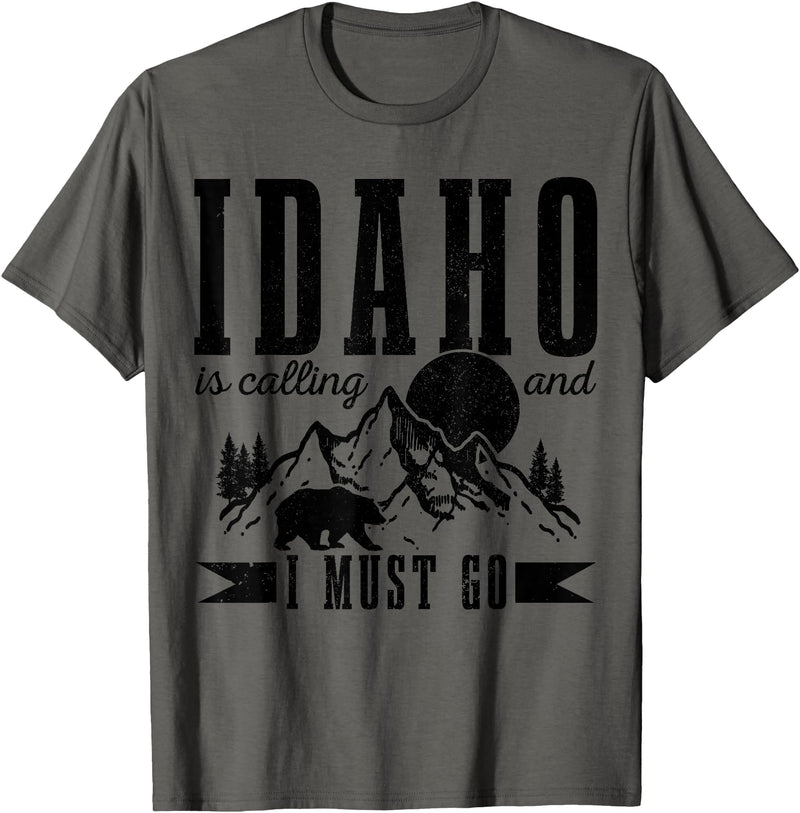 Idaho Is Calling And I Must Go! Idaho Is Calling & I Must Go Bear Mountains Vintage Gift T-Shirt - Asphalt Grey