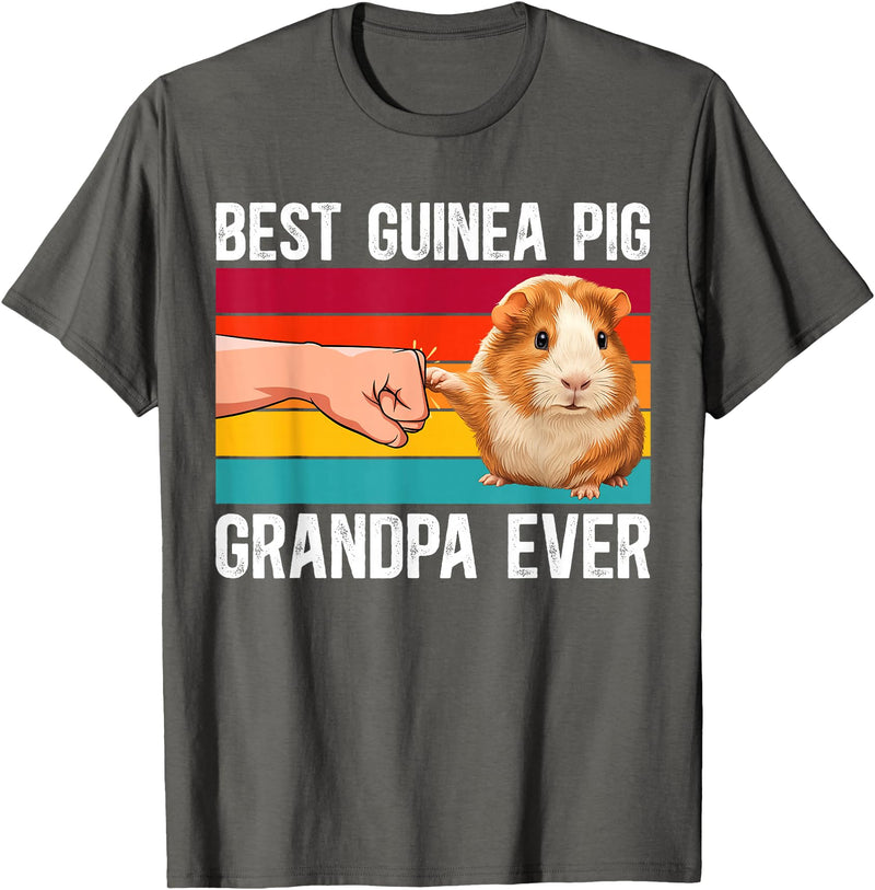 Best Guinea Pig Grandpa Guinea Pig Grandfather Best Guinea Pig Grandpa Guinea Pig Owner Guinea Pig Lover T-Shirt - Asphalt Grey