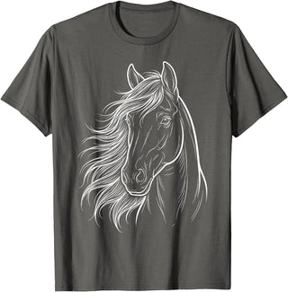 Elegant Horse Silhouette tee for Horse Lovers Cute & Elegant Horse Silhouette Art for Horse Lovers T-Shirt - Asphalt Grey