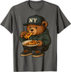 Street Food Streetwear & Hip Hop Style Designs Hip Hop Teddy Bear Eating New York Style Pizza Teenager Men T-Shirt - Asphalt Grey