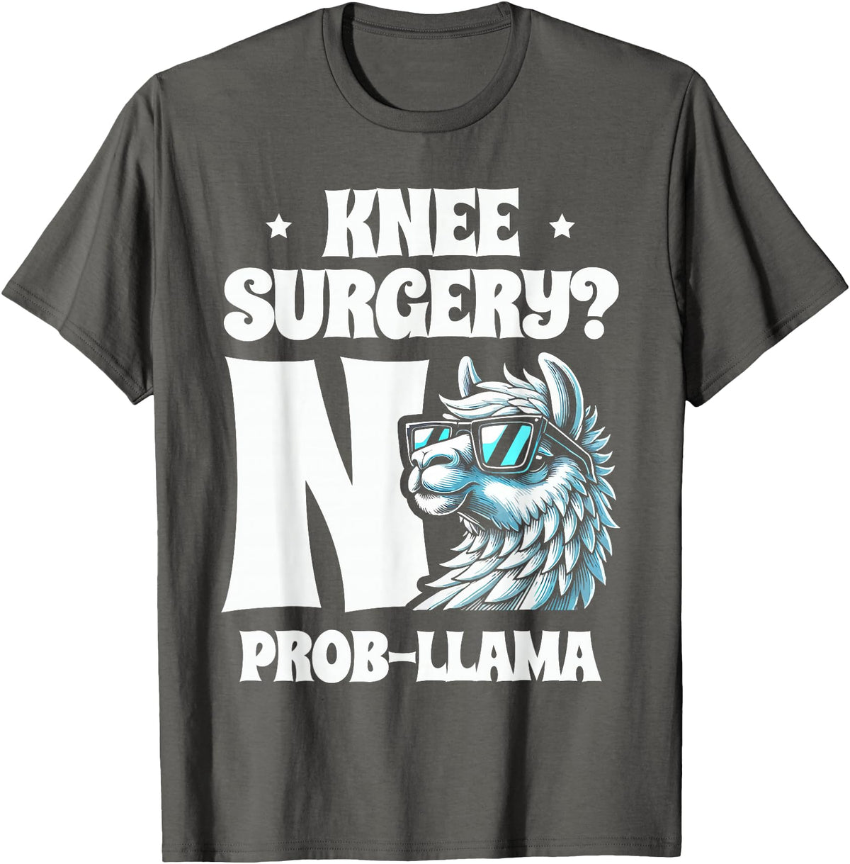 Llama Alpaca Lover Gifts Knee Surgery No Prob-llama Llamas Animal Lover T-Shirt - Asphalt Grey