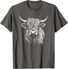 Scottish Highland Cattle Cow Merch Scottish Highland Cattle Cow Drawing T-Shirt - Asphalt Grey