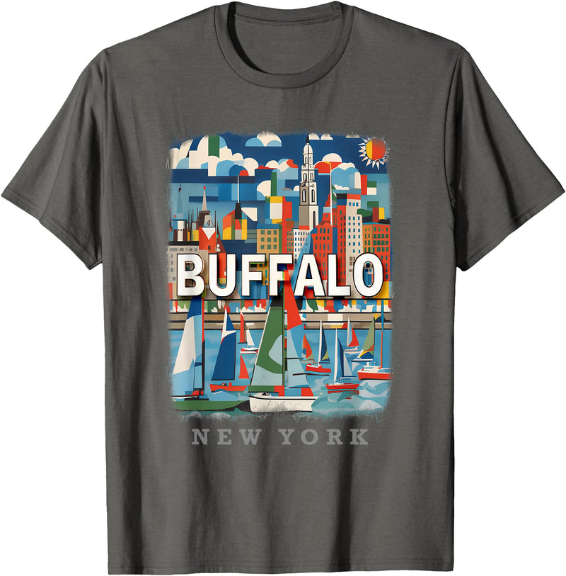 Buffalo New York Waterfront Wonder Buffalo New York NY Waterfront Wonder SD391 T-Shirt - Asphalt Grey