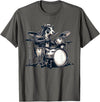 Cute Cow Playing Drums Cow Lover Apparel Cute Cow Playing Drums Cows Drummer Music T-Shirt - Asphalt Grey