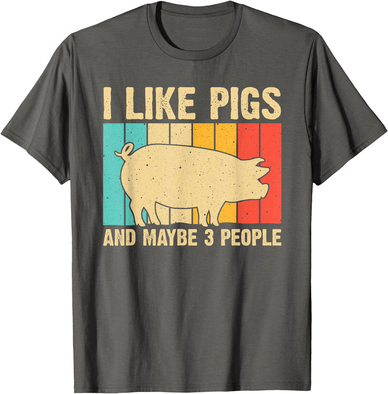 Cool Pig Gifts Farmer Pigs Accessories & Stuff Funny Pig For Men Women Farm Animal Swine Vintage Pig Lovers T-Shirt - Asphalt Grey