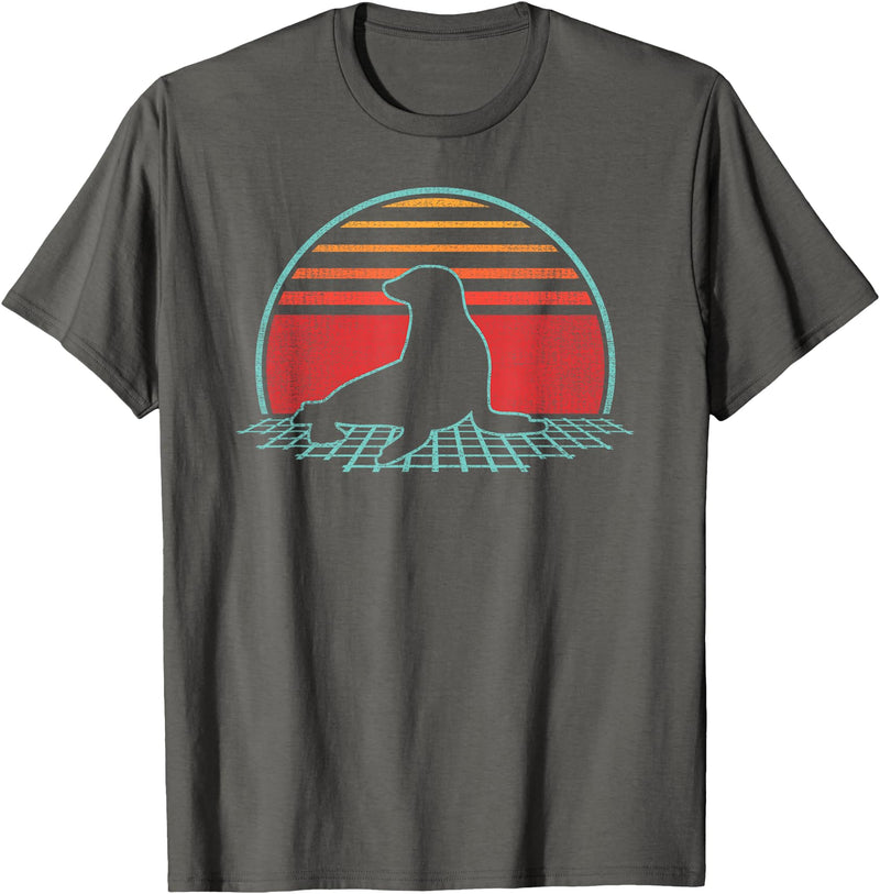 Sea Lion Graphic Art Designs Sea Lion Lover Animal Retro Vintage 80s Style T-Shirt - Asphalt Grey