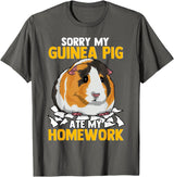 Funny Hamster Guinea Pig Tees Co Sorry My Guinea Pig Ate My Homework Funny Pet Rodent Hamster T-Shirt - Asphalt Grey