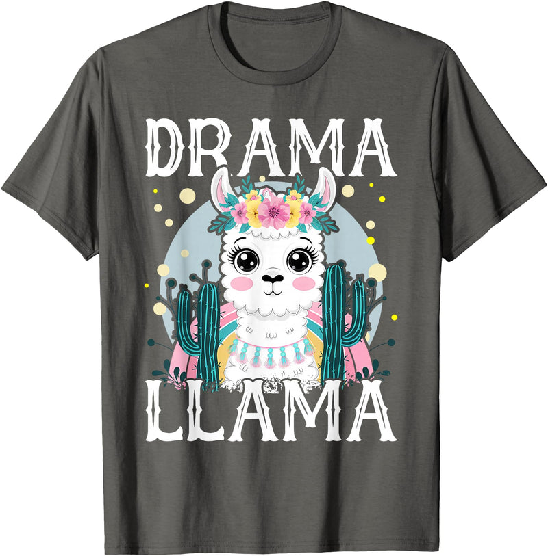 Llama Lover Gift Co. Drama Llama for Kids T-Shirt - Asphalt Grey
