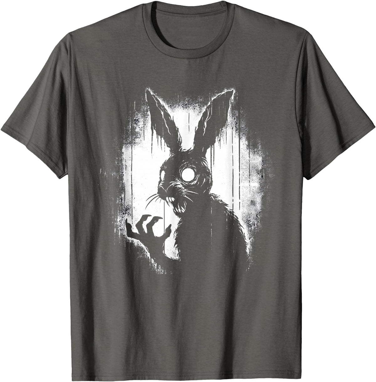 Scary Goth Rabbit, Horror Rabbit, Weirdcore Rabbit T-Shirt in Asphalt Grey