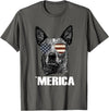 Australian Cattle Dog Patriotic Tee Gifts Merica Australian Cattle Dog with USA Flag Sunglasses Gift T-Shirt - Asphalt Grey