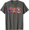 July 4th Highland Cow Farm Lovers American Costume Highland Cow Cattle Animal Lover Patriotic 4th of July T-Shirt - Asphalt