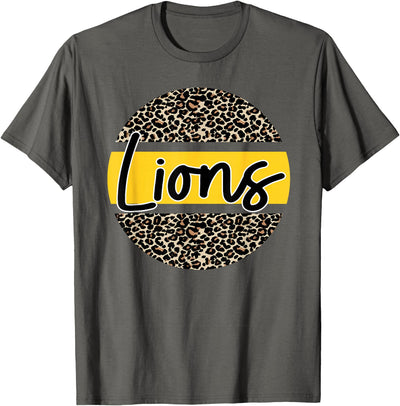 Lions School Spirit Leopard Print Yellow T-Shirt