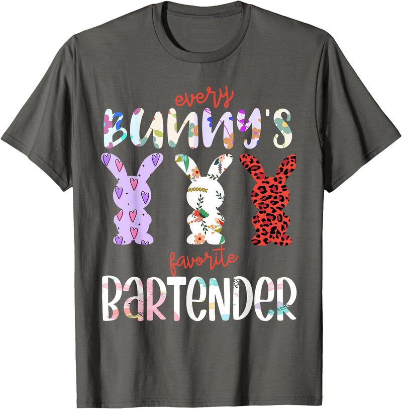 Every Bunny’s Favorite Bartender Easter Rabbit T-Shirt in Asphalt Grey
