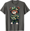 Camo Teddy Bear Hip Hop Designs for Men & Boys Camo Hip Hop Teddy Bear Camouflage Gangsta Streetwear Hustle T-Shirt - Asphalt Grey