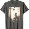 Rabbit with Book on Park Bench Bunny Lover, Men, Women, Kids T-Shirt in Asphalt Grey