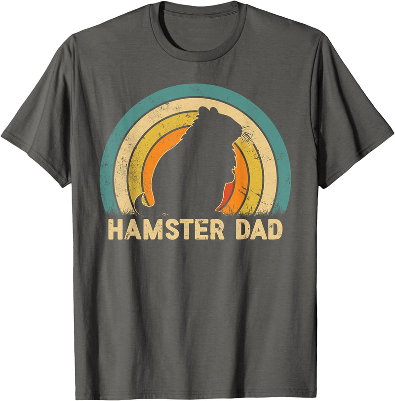 Hamster Dad Father's Day Vintage Style Hamster Dad Daddy T-Shirt - Asphalt Grey