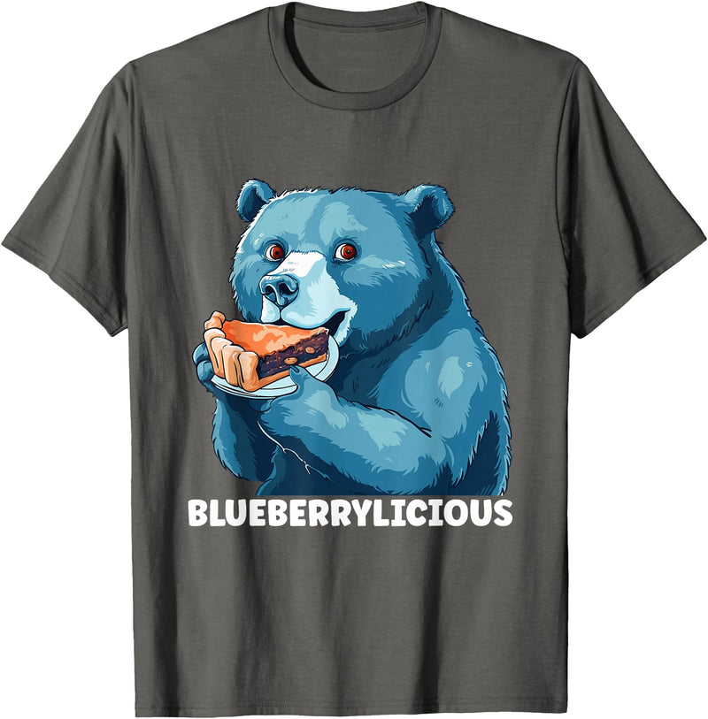 Funny Pastry Design Bear Pie Confectioner Cake Baking Thanksgiving Blueberrylicious Blueberry Pie T-Shirt - Asphalt Grey