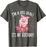 CRUDO I'm A Big Deal It's My Birthday Funny Birthday with Pig T-Shirt - Asphalt Grey