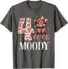 Highland Cow Print 4 Year Old Girl Birthday Gifts 4 Ever Moody Scottish Highland Cow 4th Birthday Girl T-Shirt - Asphalt Grey