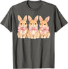 Retro Bunny Coquette Bow Rabbit Easter Women Teen Girls T-Shirt in Asphalt Grey